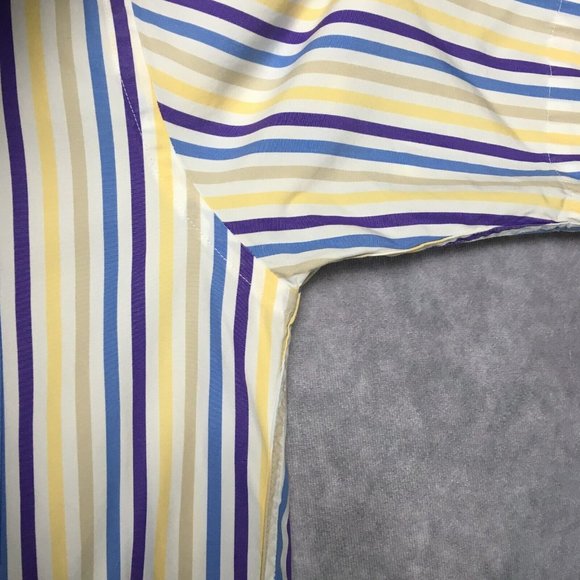 Faconnable Mens Shirt size Medium Short Sleeve Button Up Striped Purple Blue USA - Picture 10 of 14